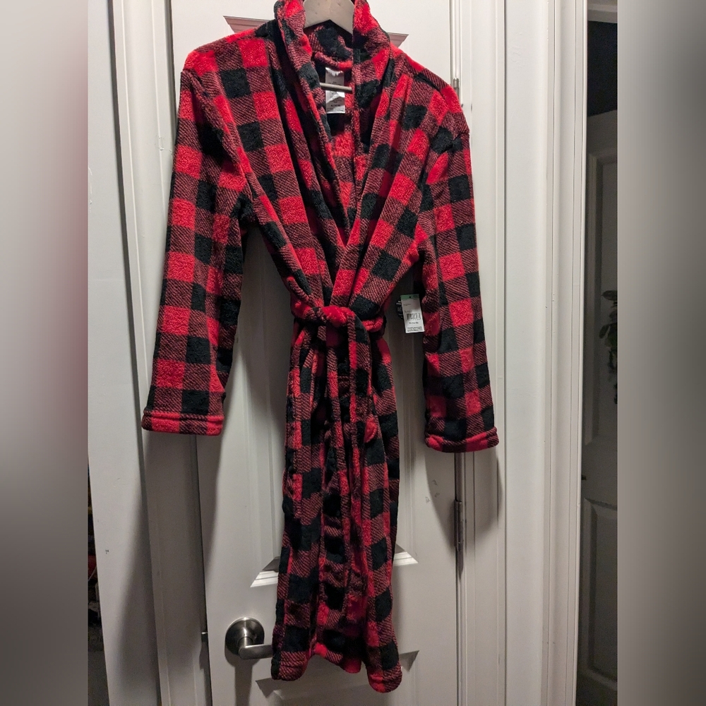 Sears Boys Soft Lightweight Robe Buffalo Print  Red Black New W Tags XL 14-16